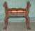 Victorian Carved Hardwood and Brown Leather Chesterfield Window Seat, 1890 For Sale - Image 3 of 18