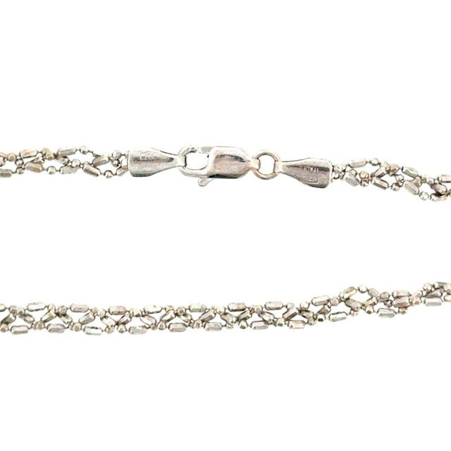 Traditional 18kw Diamond Cut Bead and Bar Braided Bracelet For Sale - Image 3 of 4