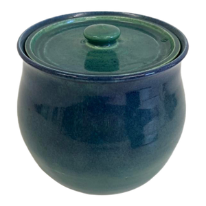 Vintage Green Simpatico Studio Pottery Lidded Jar – Hand-Thrown Stoneware, 1970s