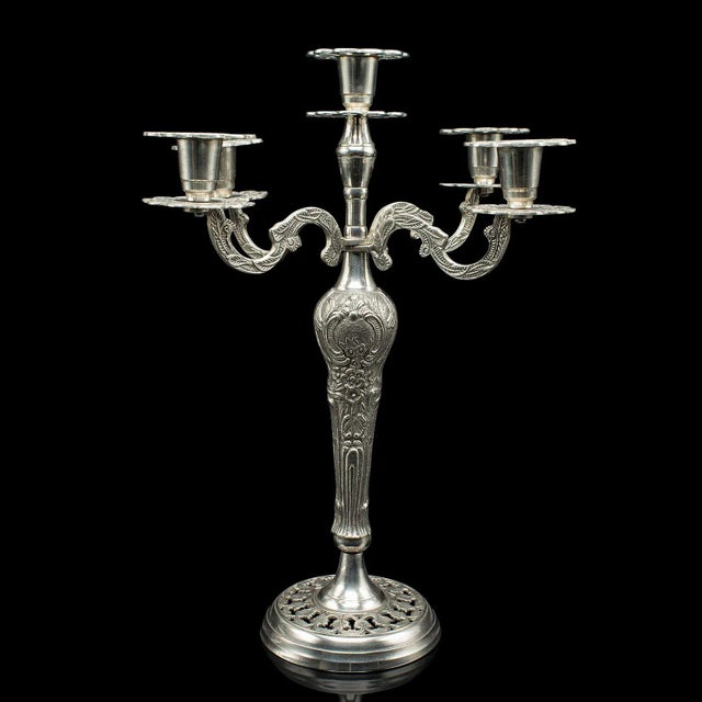 1940's Vintage 4 Branch Candlestick For Sale - Image 4 of 10