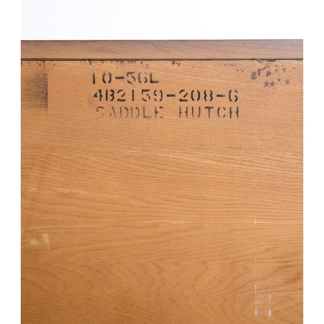 Brown 1960s Mid Century Modern China Cabinet 3 Drawers Solid Wood MCM Vintage Hutch Glass For Sale - Image 8 of 11