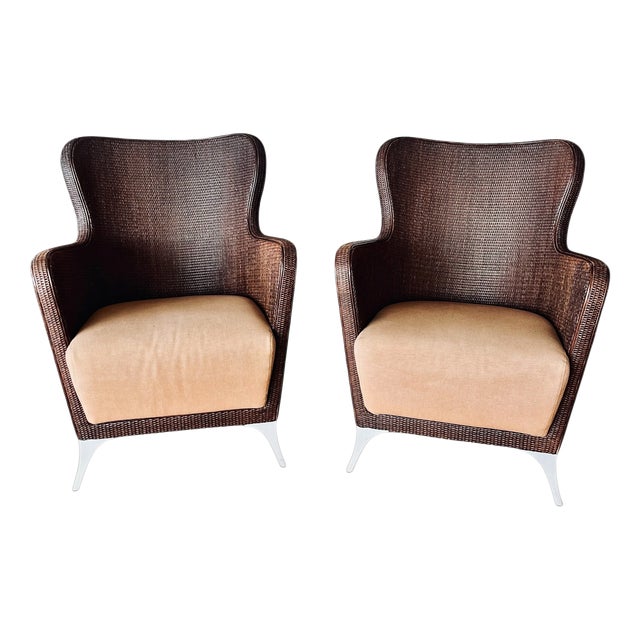 Vintage Rattan Chairs from BBB Bonacina, Italy, 1990s, Set of 2 For Sale