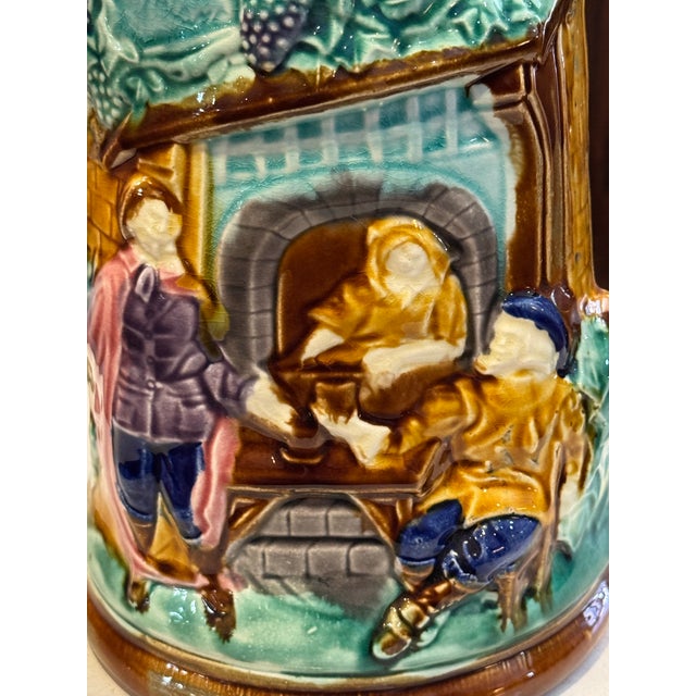 Ceramic Antique French Majolica Pottery Pitcher For Sale - Image 7 of 10