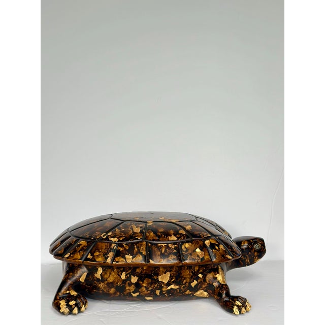Figurative 1990s Sculptural Wood & Tortoiseshell Lacquer Turtle Box For Sale - Image 3 of 10