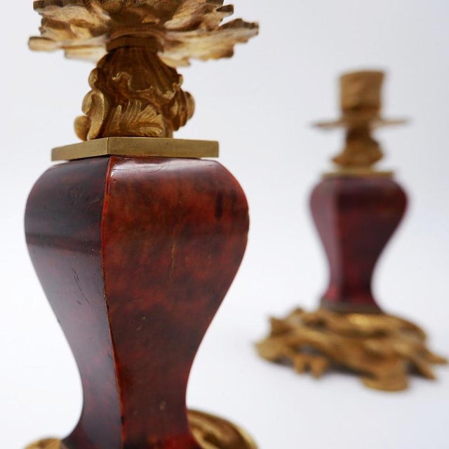 Metal Napoleon III Style Gilt Bronze Candleholders, Set of 2 For Sale - Image 7 of 13