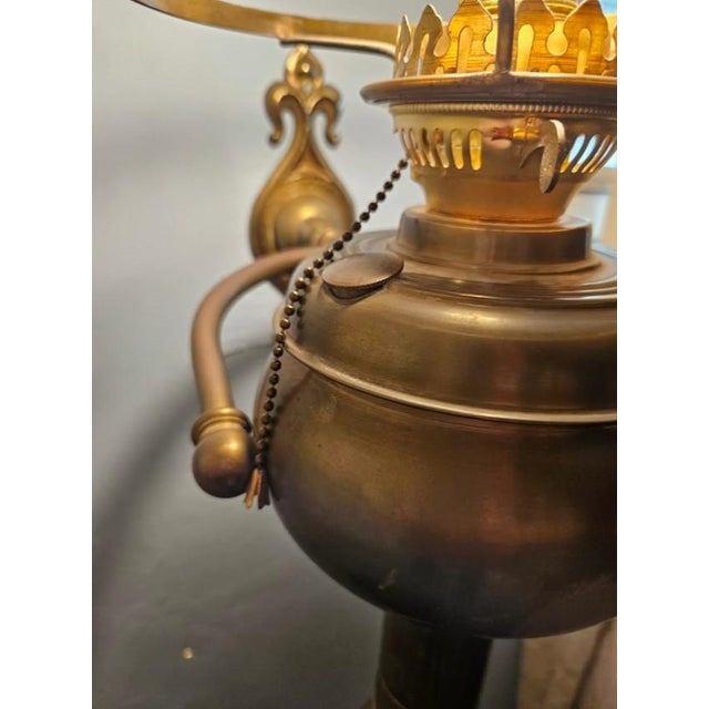 C Gray Chandlers 1882 Scotland Green Cased Glass Brass Gimble Wall Mount Lamp For Sale - Image 11 of 18