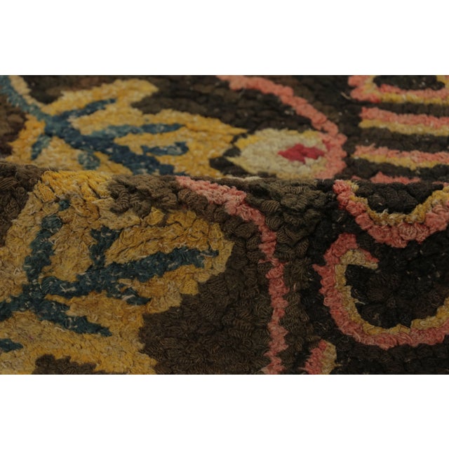 Antique Hooked Runner With “God Bless Our Home” Quote in Beige & Brown - Rug & Kilim For Sale In New York - Image 6 of 8