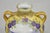 Art Nouveau Antique Nippon Hand Painted Porcelain Moriage Mountain Scene Small Yellow Vase For Sale - Image 3 of 12