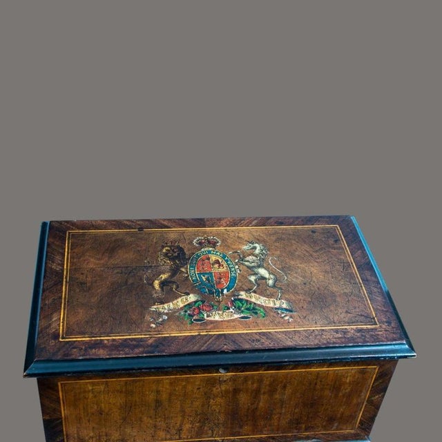 19th Century Swiss Cylinder Music Box with Three Bells in Walnut Case For Sale - Image 6 of 11