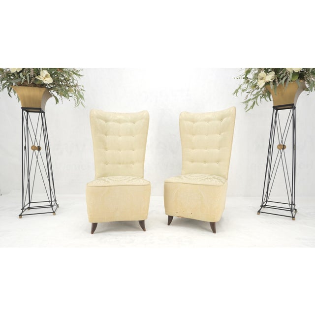 Pair Italian Mid-Century Modern Extra Tall Back Thick Spring Seats Lounge Chairs For Sale - Image 14 of 14