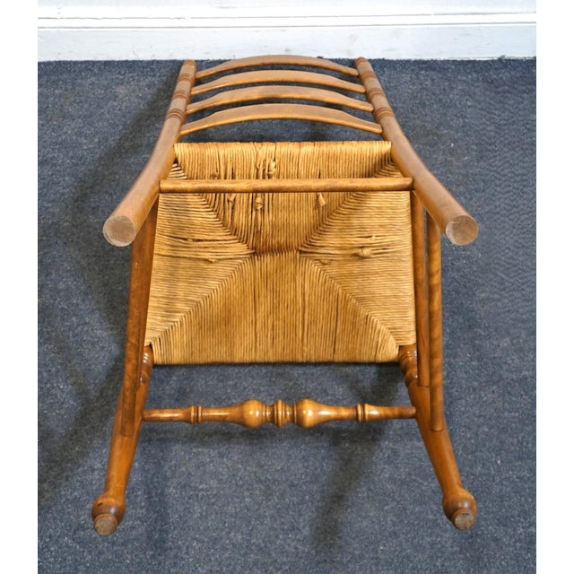 Ethan Allen Heirloom Nutmeg Maple Colonial Early American Ladderback Dining Side Chair W. Rush Seat 10-6050 For Sale - Image 9 of 9
