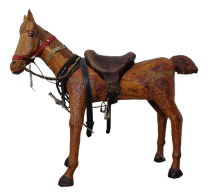 Large Wooden Horse with Leather Saddle, 1900