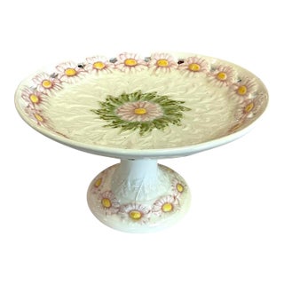 Eearly 20th Century Daisy Design Majolica Pedestal For Sale