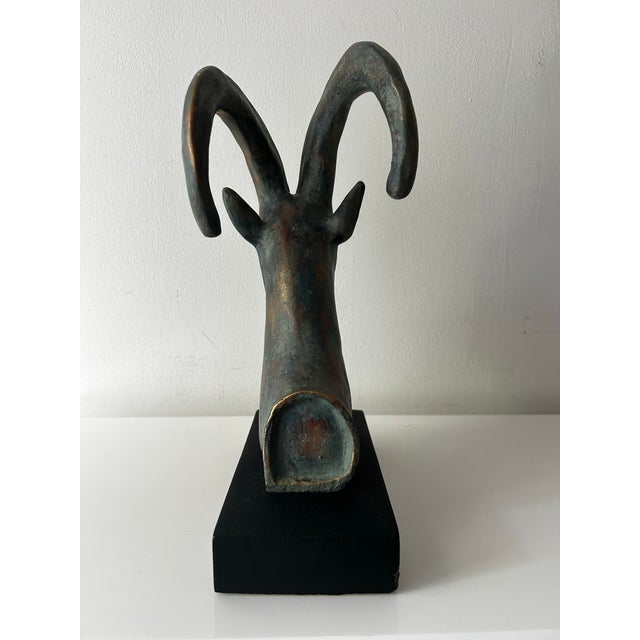 Vintage Mid Century Bronze Alva Museum Replica of Egyptian Ibex (Capricorn) For Sale - Image 9 of 10