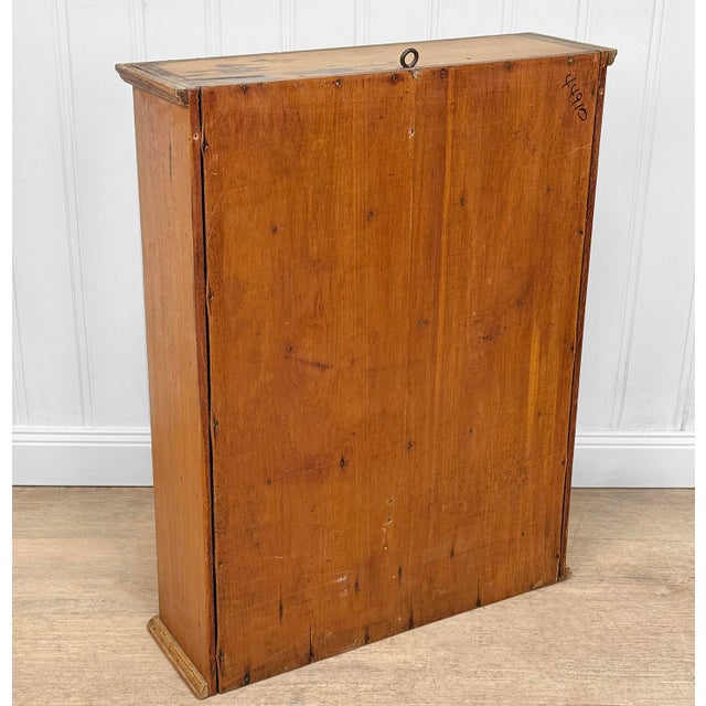 Antique Farmhouse Pine Wall Hanging Open Front Cabinet Shelf For Sale - Image 4 of 11