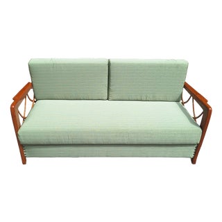 Sofa Bed in Wood and Green Fabric from Paolo Buffa, 1940s For Sale