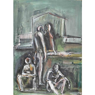 Angelo Canevari, At the End of the Night, Original Mixed Media on Paper, 1967 For Sale