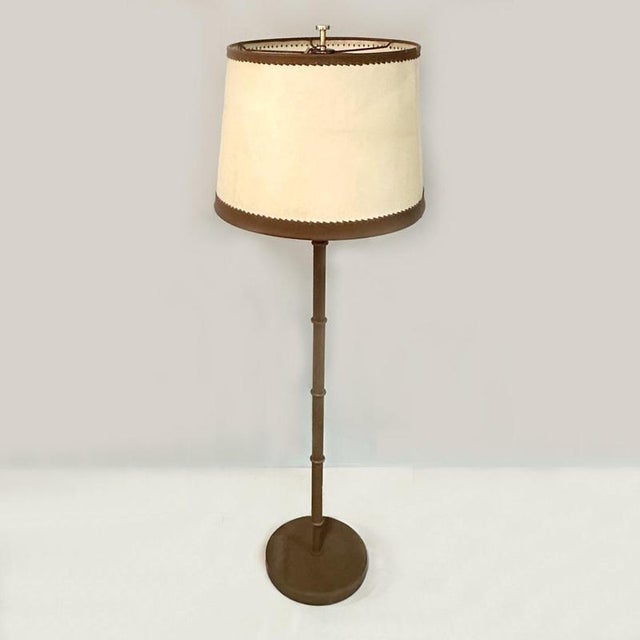 Mid-Century Modern Floor Lamps in Leather and Parchment, Germany, 1960, Set of 2 For Sale - Image 4 of 10