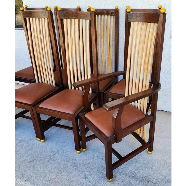 Frank Lloyd Wright Style Dining Chairs Set of 8 For Sale In Miami - Image 6 of 12