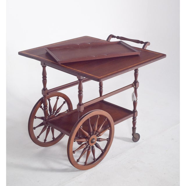 Mid-Century Mahogany Tea Trolley with Side Flaps, 1940s For Sale - Image 14 of 15