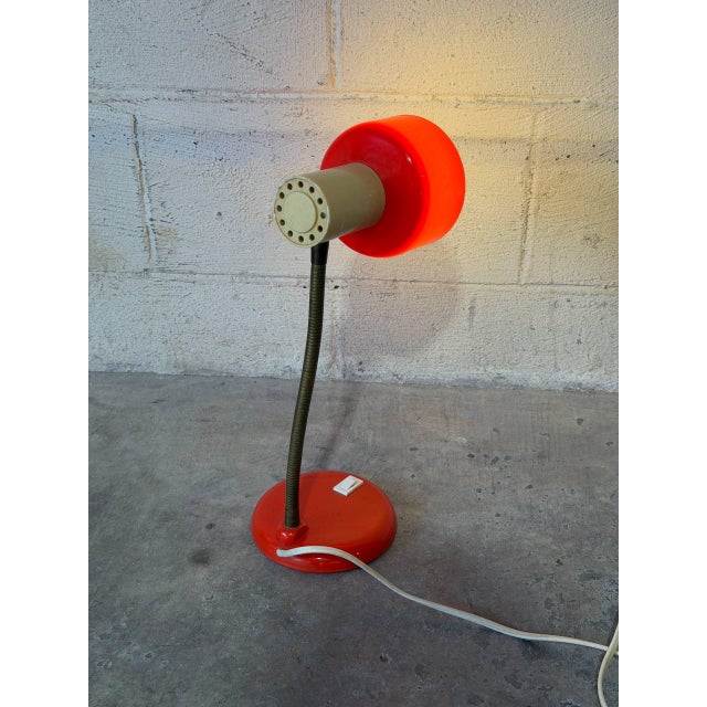 Red Red Gooseneck Table Lamp With Adjustable Shade Space Age Mid-Century Modern 1970s For Sale - Image 8 of 10