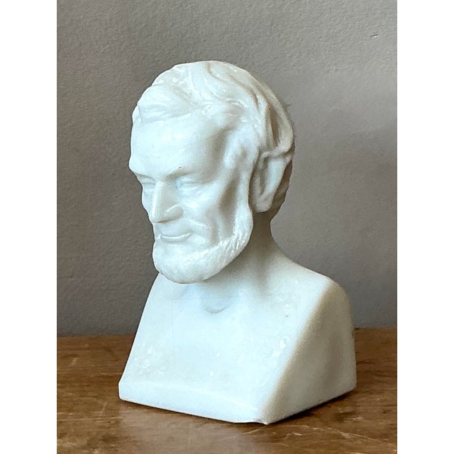 infuse your study or library with a sense of historical gravitas through this exquisite vintage carved marble bust of...