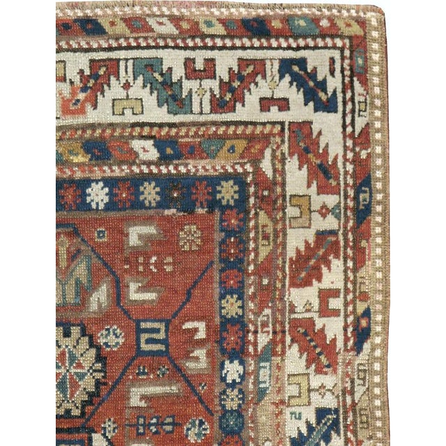 Tribal Galerie Shabab Collection Early 20th Century Caucasian Kazak Throw Rug For Sale - Image 3 of 8