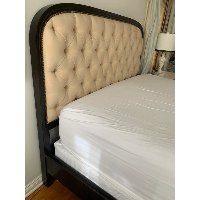 Coastal Style Wood Frame California King Tufted Bedframe with Antique