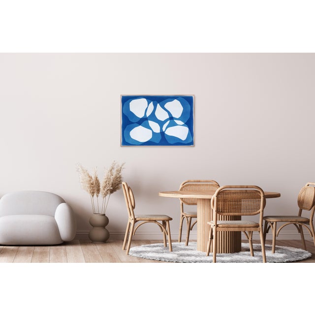 2020s 2025, Deep Quarry, Horizontal Artwork, Unique Monotype Cyanotype in Blue and White, Abstract Geometric Shapes on Paper by Kind of Cyan For Sale - Image 5 of 8