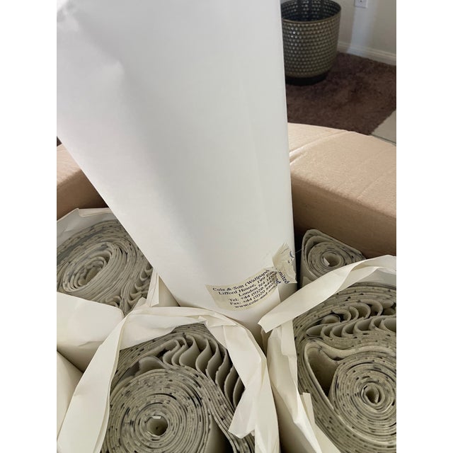 Paper Cole & Son Damask White Lifford Flock on Silver Foil Wallpaper For Sale - Image 7 of 18