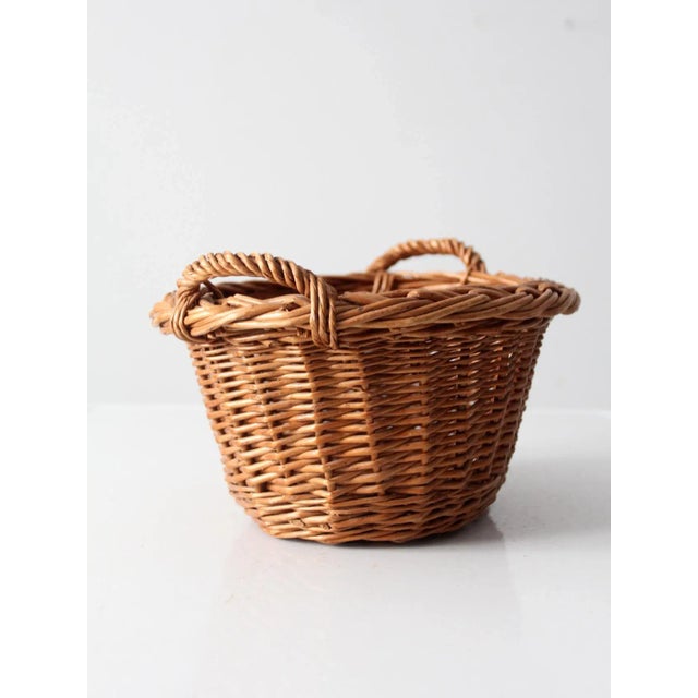 Vintage Woven Harvest Basket For Sale - Image 6 of 10