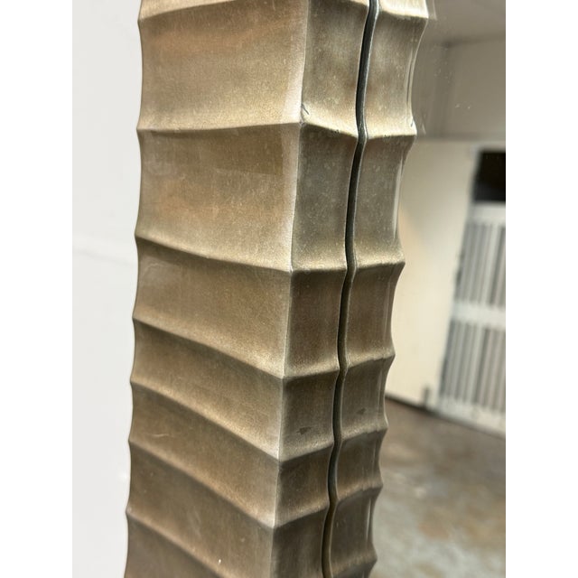 Silver Custom Design Fluted Silver Finish Wall / Floor Mirror For Sale - Image 8 of 12