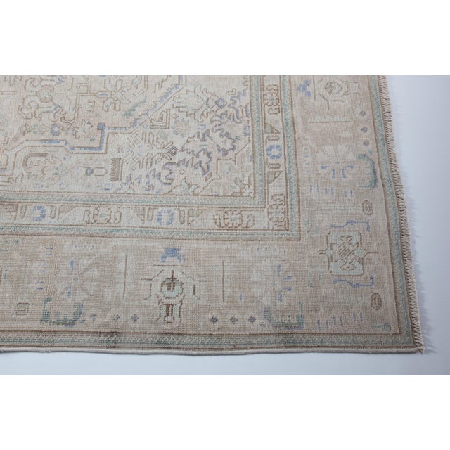 Mid 20th Century Mid 20th Century Elegant Faded Persian Heriz Rug – Soft Beige, Taupe & Blue -7' 7'' X 10' 4'' For Sale - Image 5 of 12