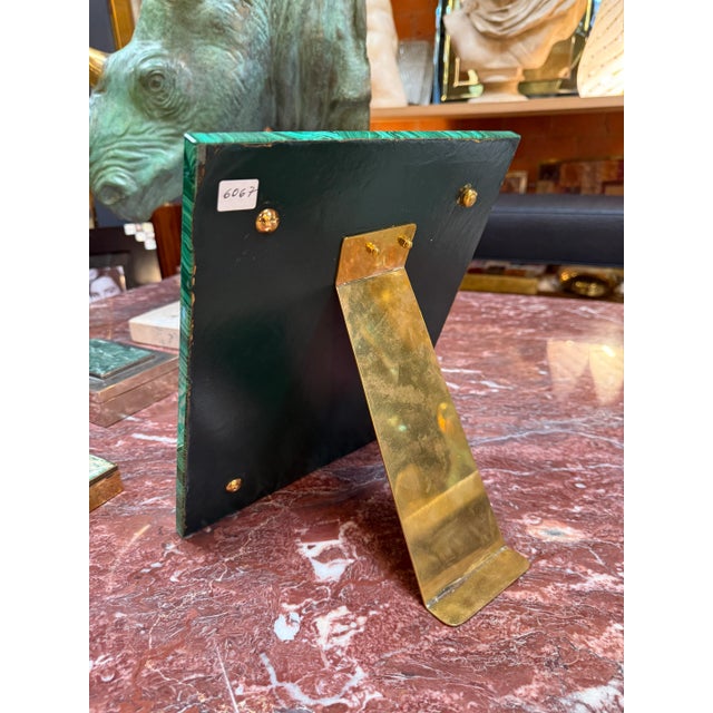 Italian Malachite and Brass Picture Frame, 1970s For Sale In Los Angeles - Image 6 of 7