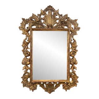 19c French Antique Rococo Giltwood Mirror For Sale