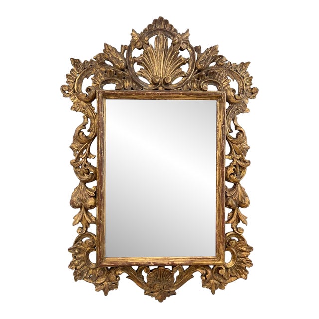 19c French Antique Rococo Giltwood Mirror For Sale