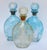 These 3 bottles are vintage blown glass flasks featuring the '2 aqua blue Friendship and amber color Horn of Plenty'...