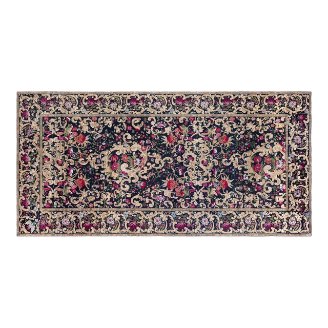 19th Century Karabagh Floral Design Handmade Wool Rug For Sale