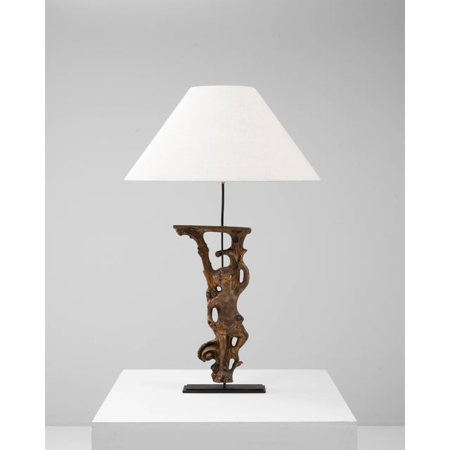 1900s Italian Wood Carved Table Lamp On Metal Base For Sale - Image 16 of 18