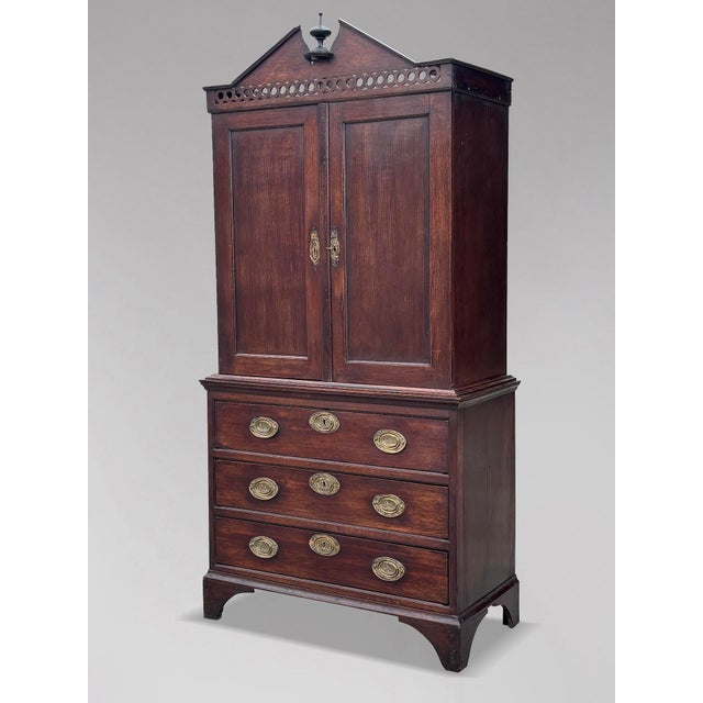 Small Antique George III Oak Housekeepers Cabinet, C1770 For Sale - Image 13 of 13