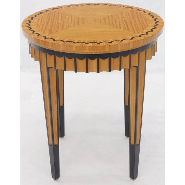 Very fine scalloped edge satin wood artist signed and dated lamp table.