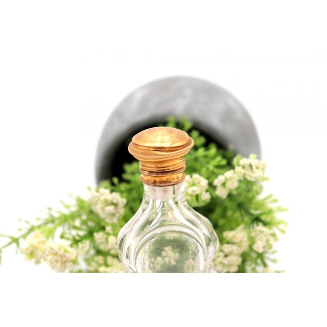 Glass Perfume Bottle with Gold Lid For Sale - Image 5 of 6