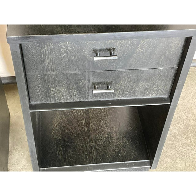 Mid Century Modern Cerused Ebonized Oak Nightstands, A Pair For Sale - Image 9 of 15