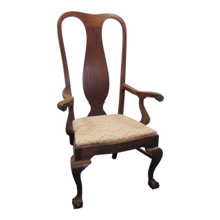 Chippendale Style Tall Mahogany Claw & Ball Arm Chair For Sale