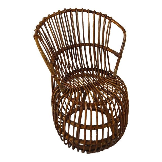 Vintage Rattan Armchair, 1950 For Sale