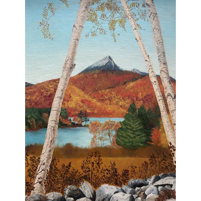 1960s 1966 Vintage Original Oil Painting Landscape of Mt. Chocorua New Hampshire For Sale - Image 5 of 9