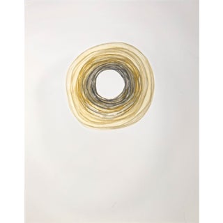 Nest 10*14 Original Painting Art by Carrie Bergey - White Black Gold Yellow Ochre For Sale