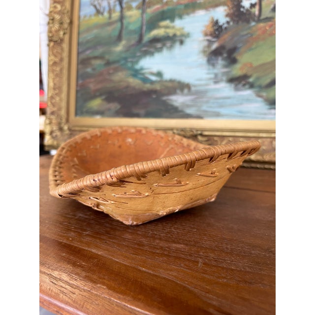 Vintage Likely Native American Birch Bark and Sweetgrass Hand-Sewn Bowl For Sale - Image 9 of 9