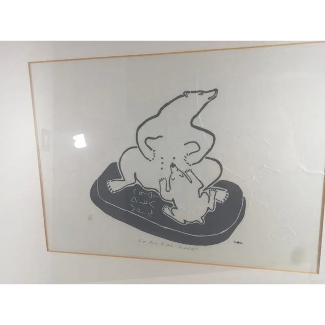 Mid-Century Modern Lucassie Qumaluk, Motherhood, Woodcut, 1970s For Sale - Image 3 of 10