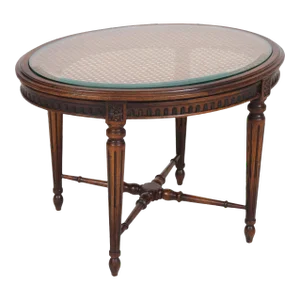 Louis XVI Style Caned Oval Accent Table